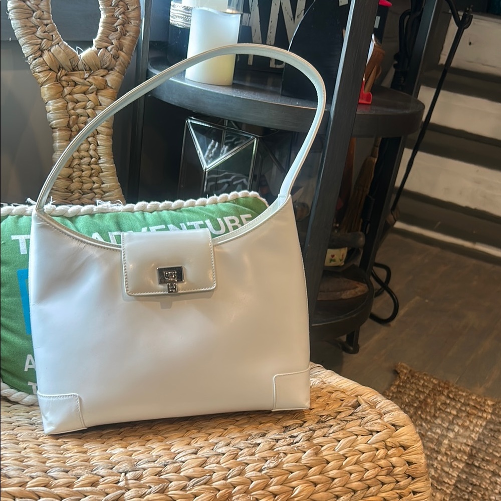 Lambertson Truex White Leather Jackie Shoulder Bag